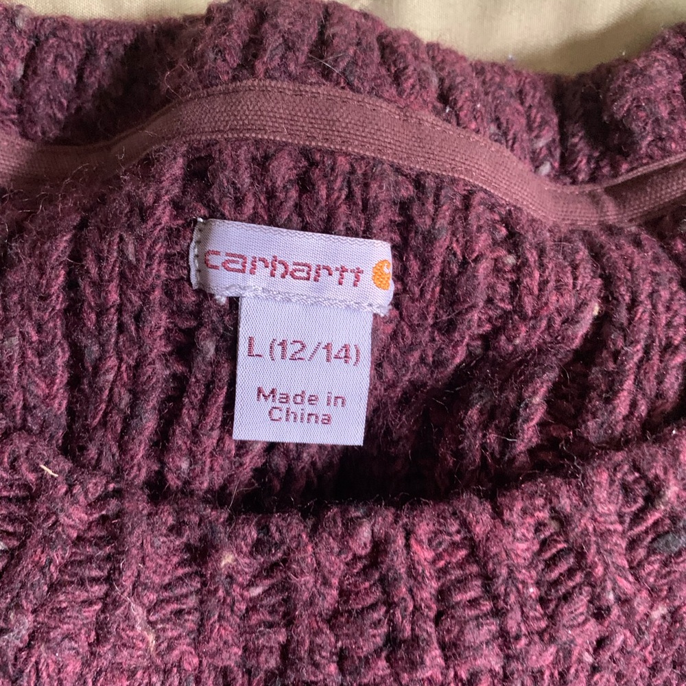 Carhartt cable knit sweater with elbow patches